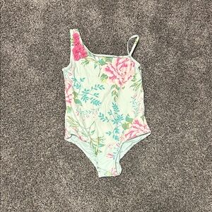 Gymboree Pink and Green Floral Kids Swim One Piece